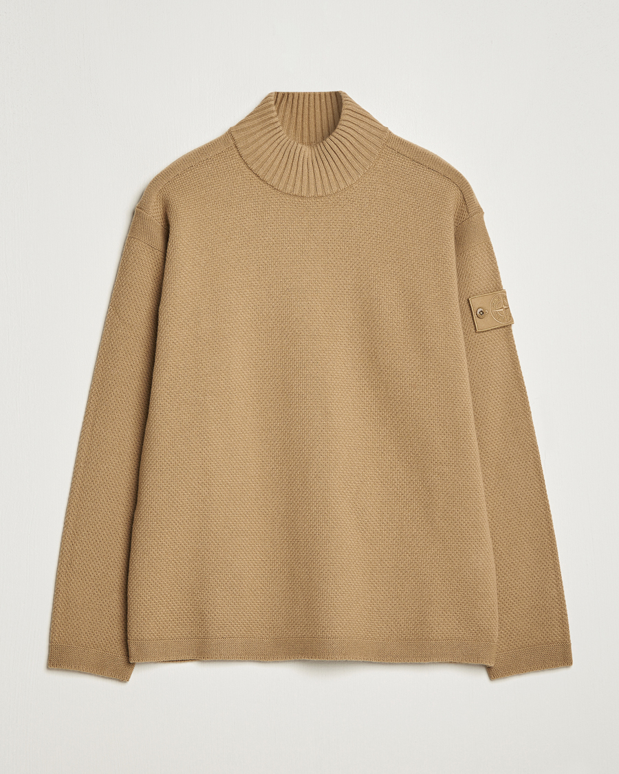 Men | Sweaters & Knitwear | Stone Island | Ghost Piece Geelong Wool Turtleneck Dark Beige