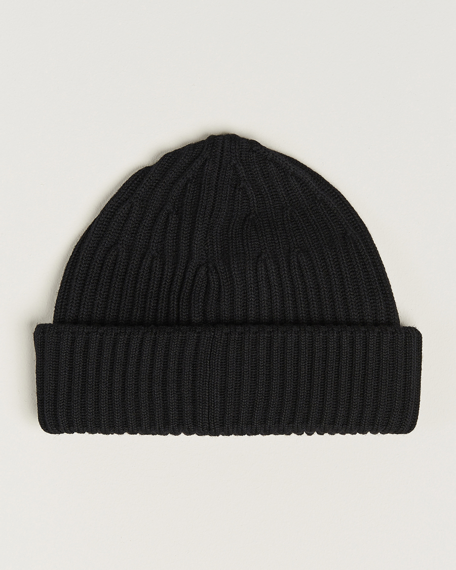 Men | Stone Island Full Rib Wool Beanie Black | Stone Island | Full Rib Wool Beanie Black