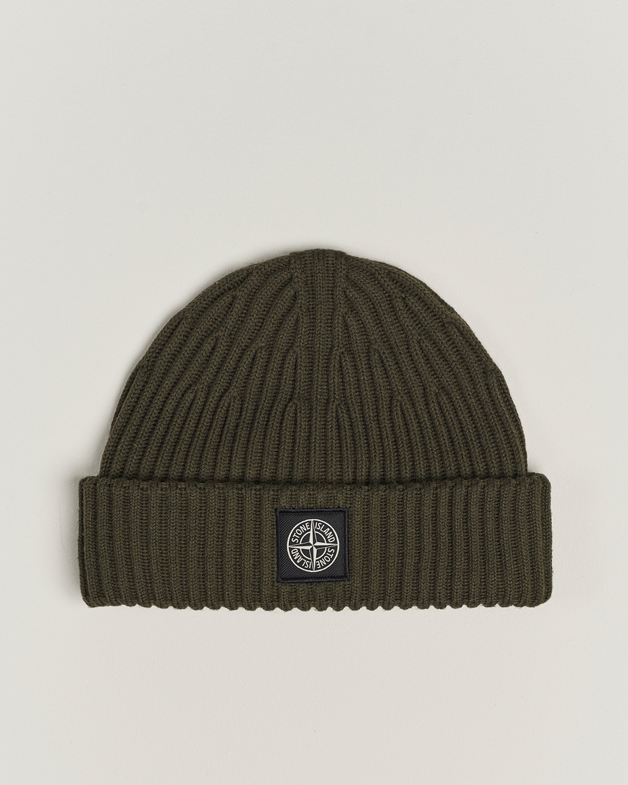 Men | Stone Island Full Rib Wool Beanie Olive | Stone Island | Full Rib Wool Beanie Olive