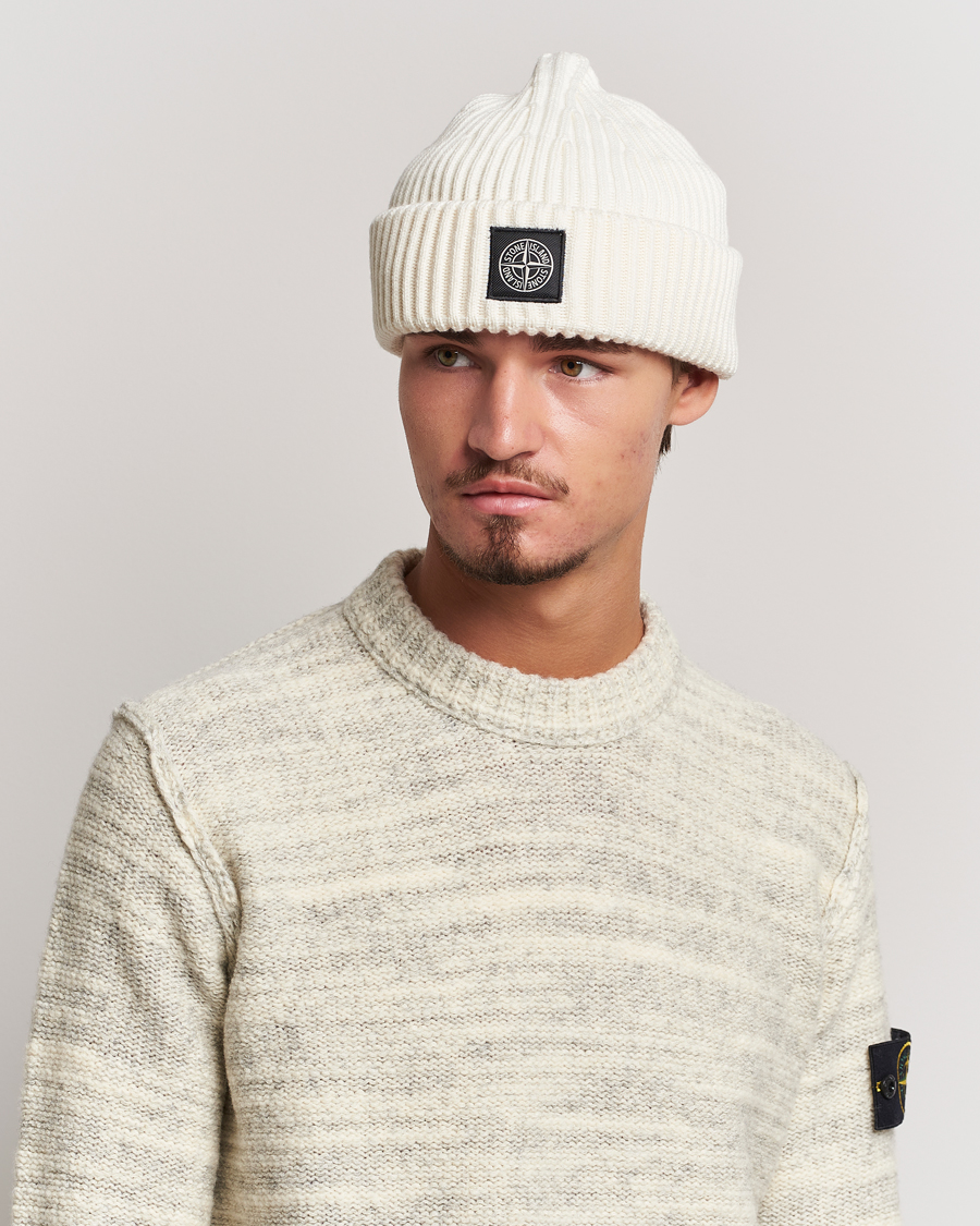 Men | Stone Island Full Rib Wool Beanie Natural | Stone Island | Full Rib Wool Beanie Natural