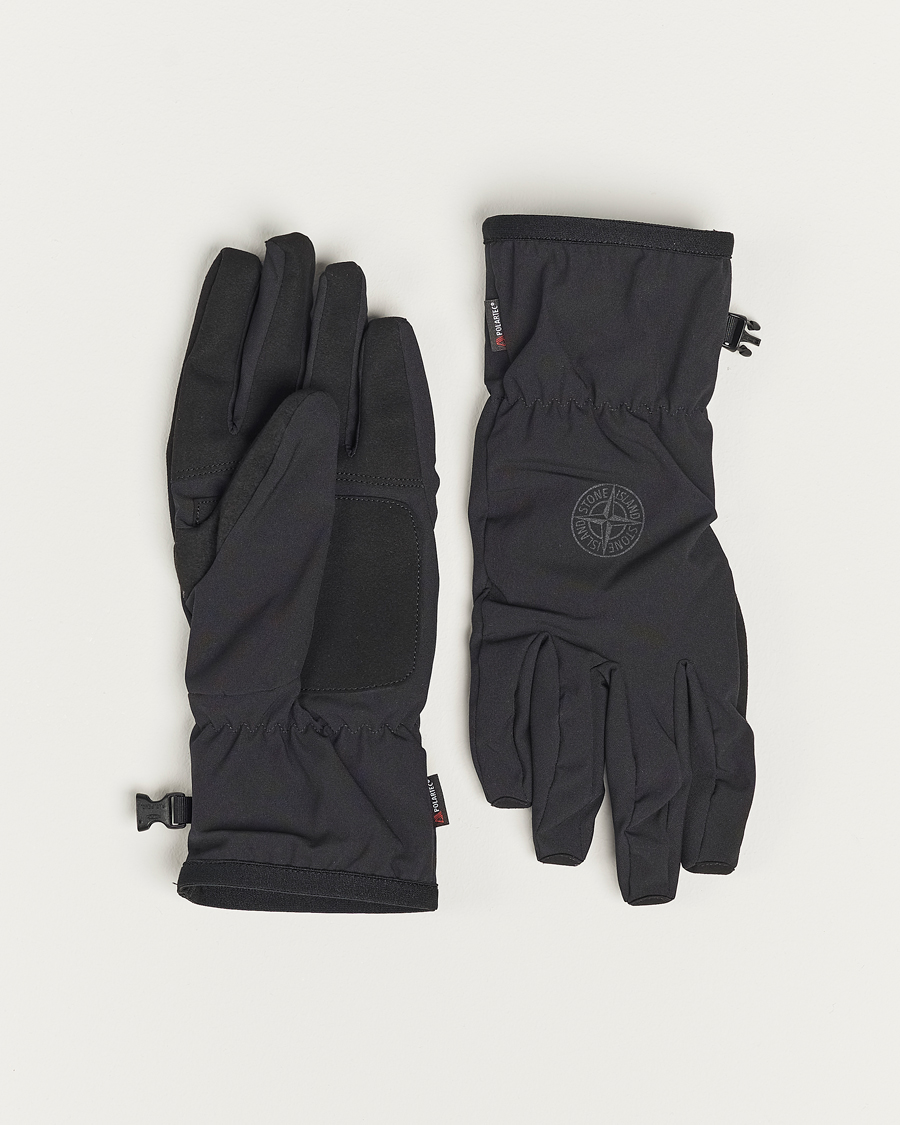 Men | Stone Island Soft Shell-R_e Recycled Gloves Black | Stone Island | Soft Shell-R_e Recycled Gloves Black