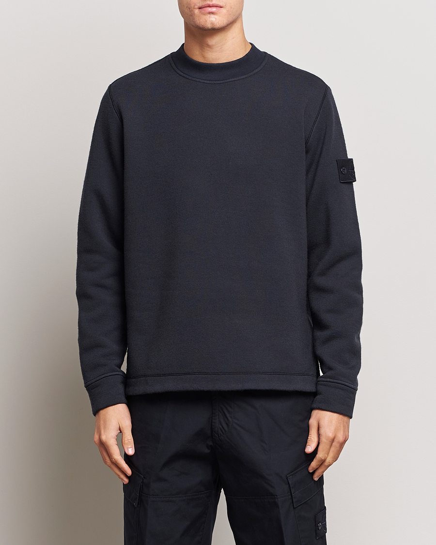 Men | Fleece Sweaters | Stone Island | Ghost Piece Wool Fleece Sweater Navy Blue