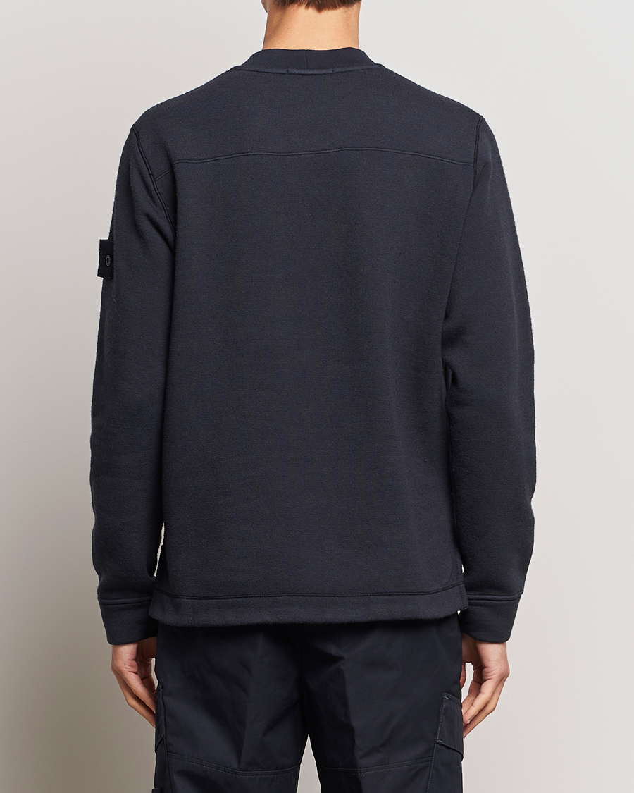 Stone Island Ghost Piece Wool Fleece Sweater Navy Blue at