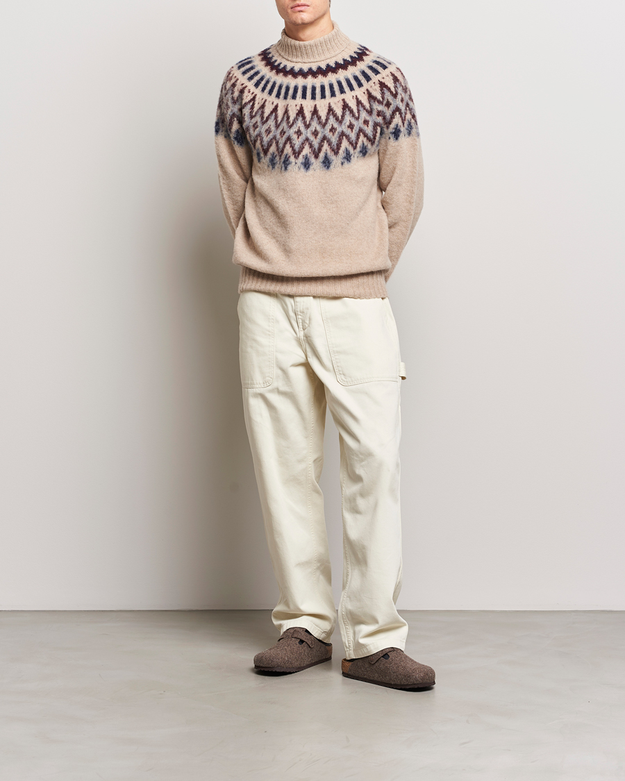 Men | Sweaters & Knitwear | Howlin' | Brushed Wool Fair Isle Roll Neck Biscuit
