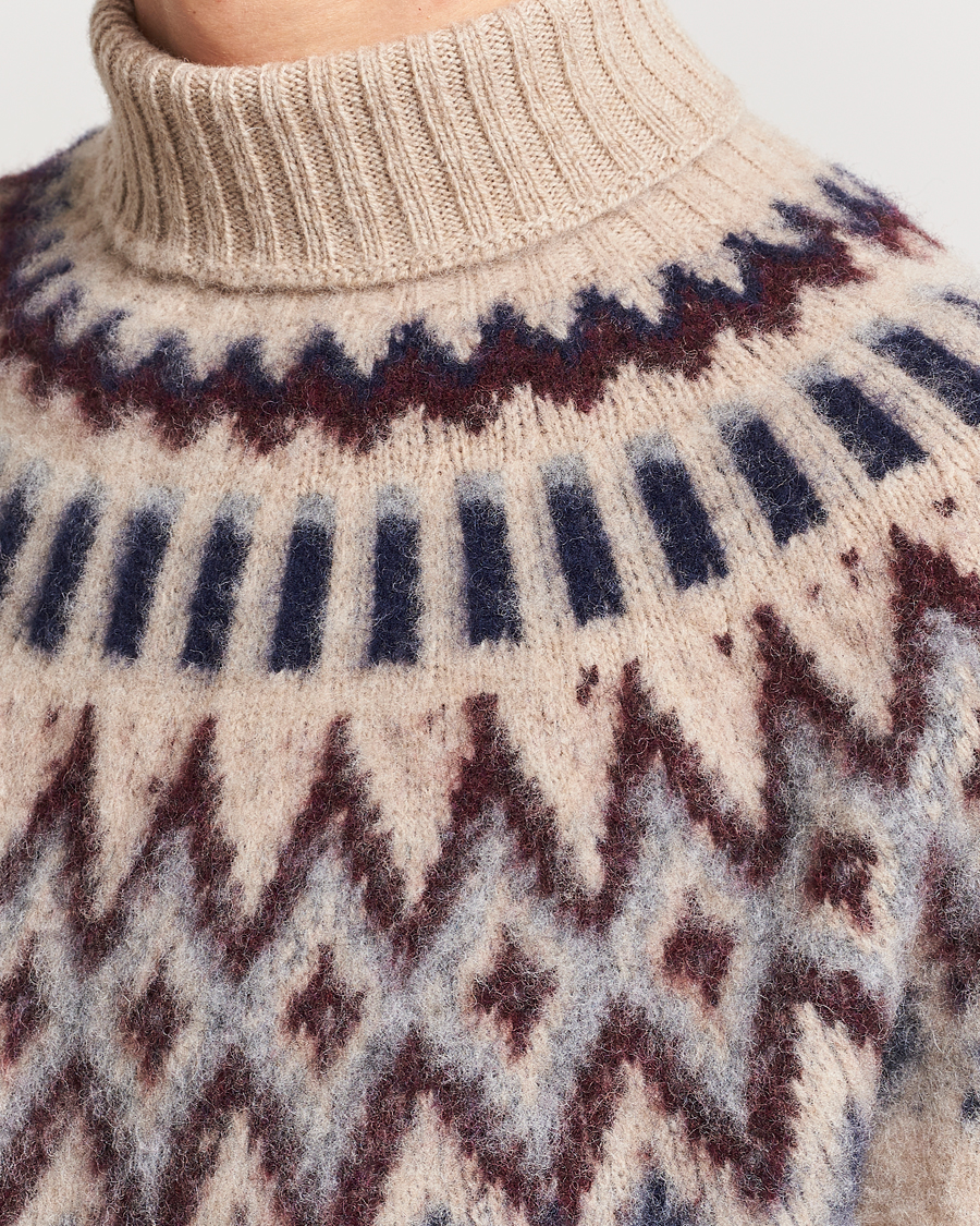 Men | Sweaters & Knitwear | Howlin' | Brushed Wool Fair Isle Roll Neck Biscuit