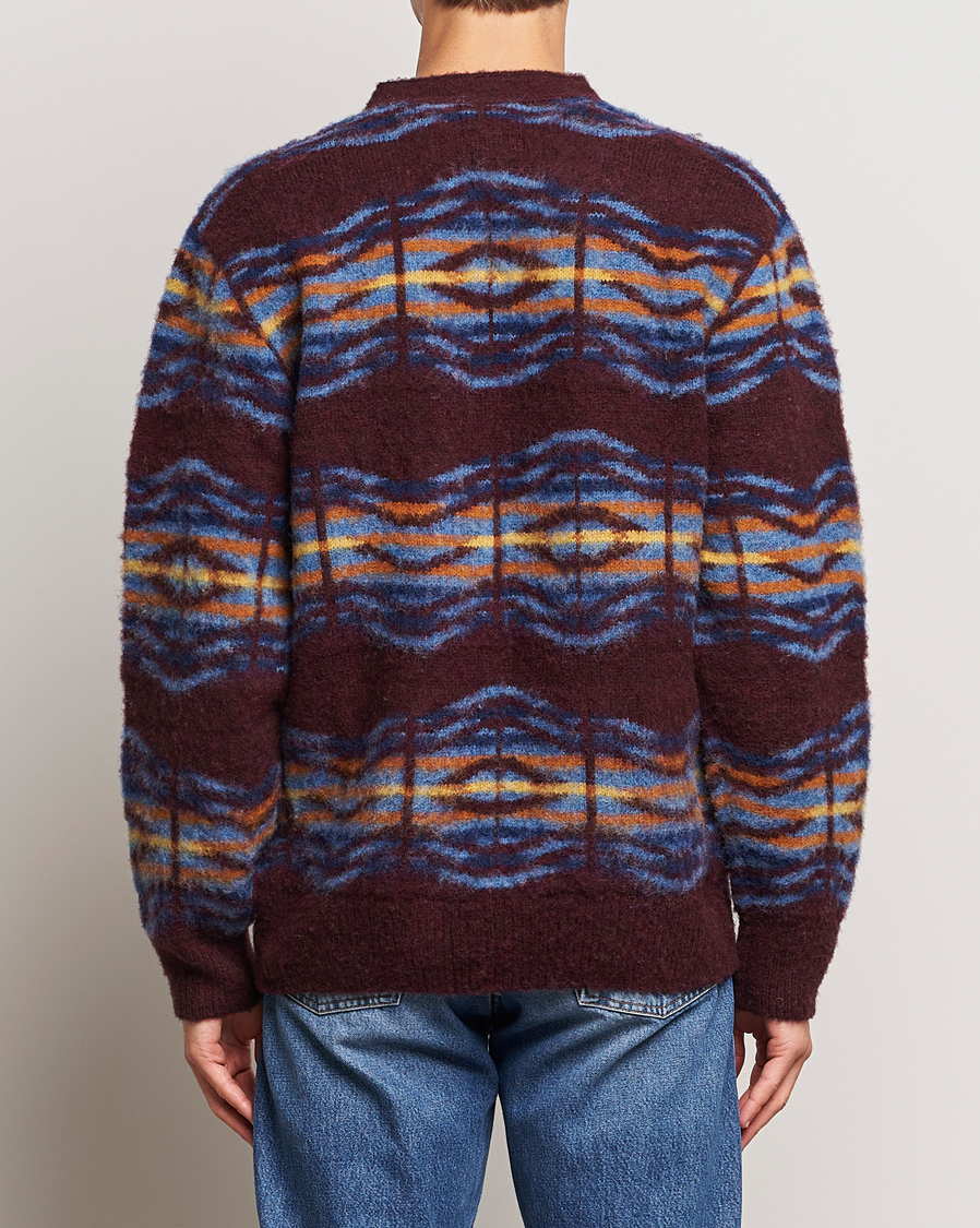 Men | Sweaters & Knitwear | Howlin' | Brushed Wool Pattern Cardigan Bordeaux