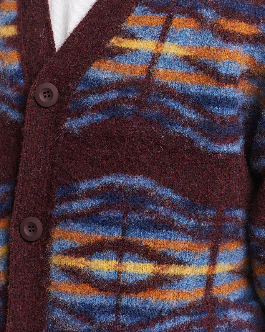 Men | Sweaters & Knitwear | Howlin' | Brushed Wool Pattern Cardigan Bordeaux