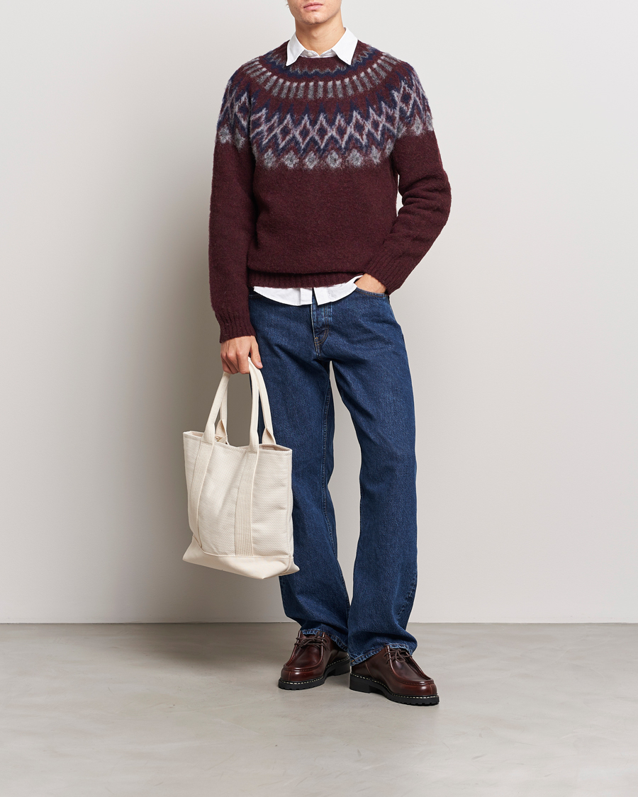 Men | Sweaters & Knitwear | Howlin' | Brushed Wool Fair Isle Crew Sweater Bordeaux
