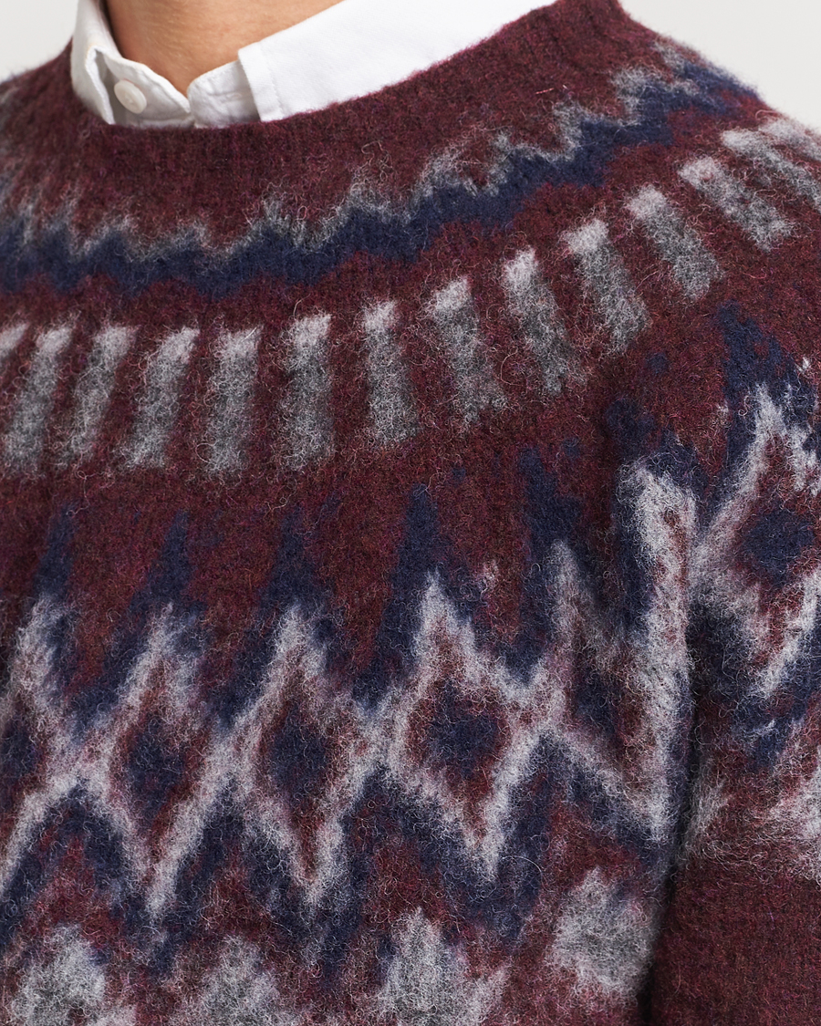 Men | Sweaters & Knitwear | Howlin' | Brushed Wool Fair Isle Crew Sweater Bordeaux