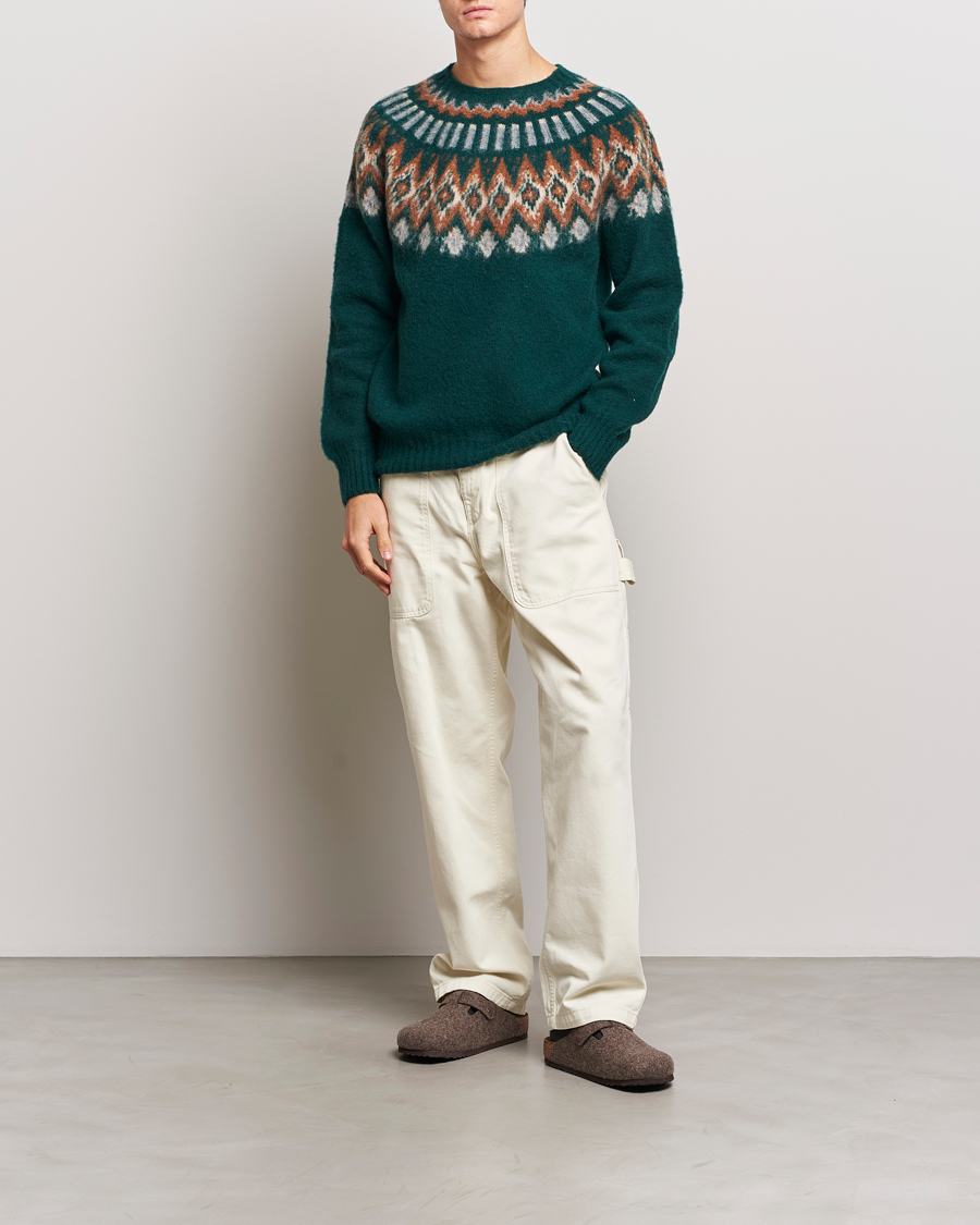 Men | Sweaters & Knitwear | Howlin' | Brushed Wool Fair Isle Crew Sweater Forest