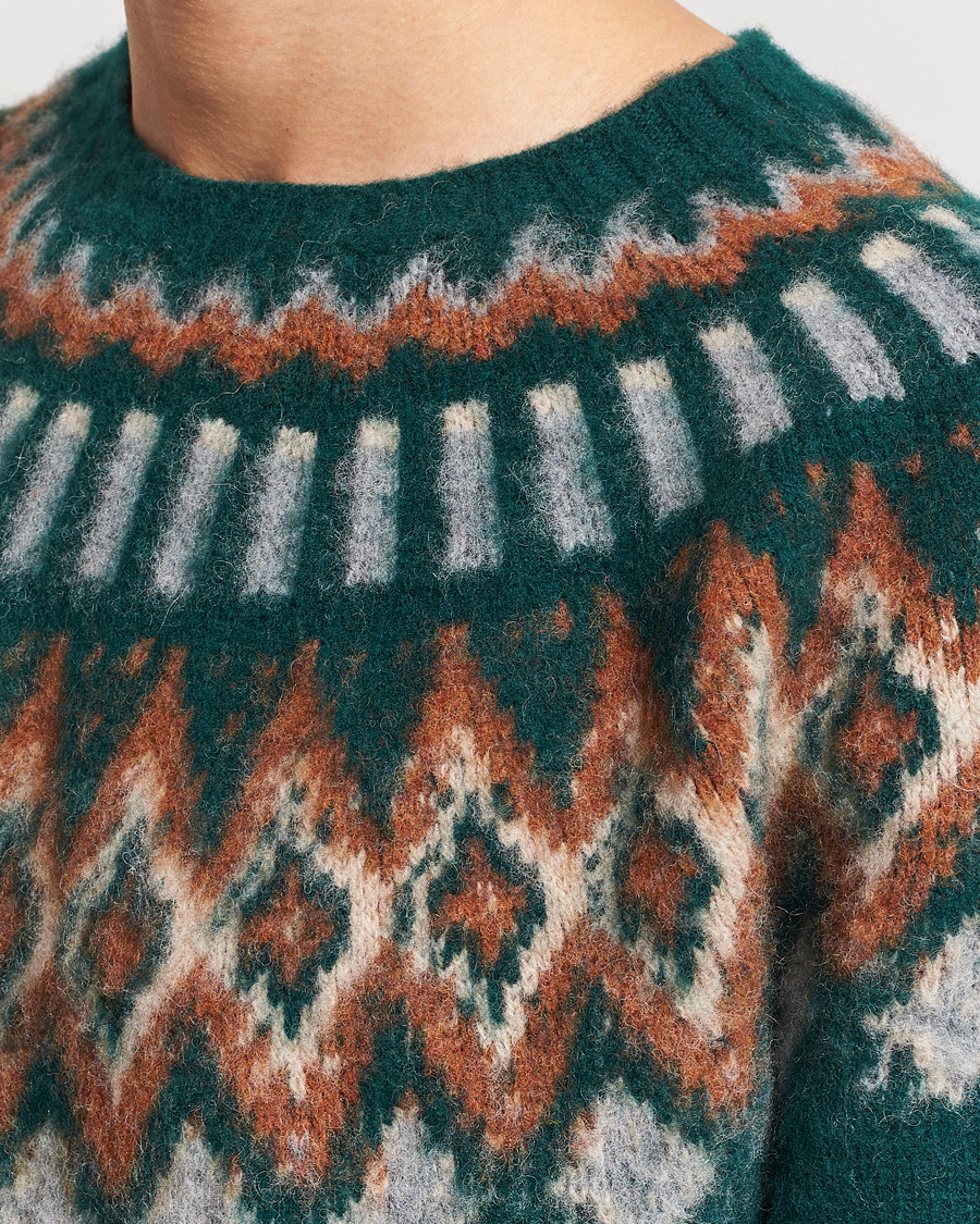 Men | Sweaters & Knitwear | Howlin' | Brushed Wool Fair Isle Crew Sweater Forest