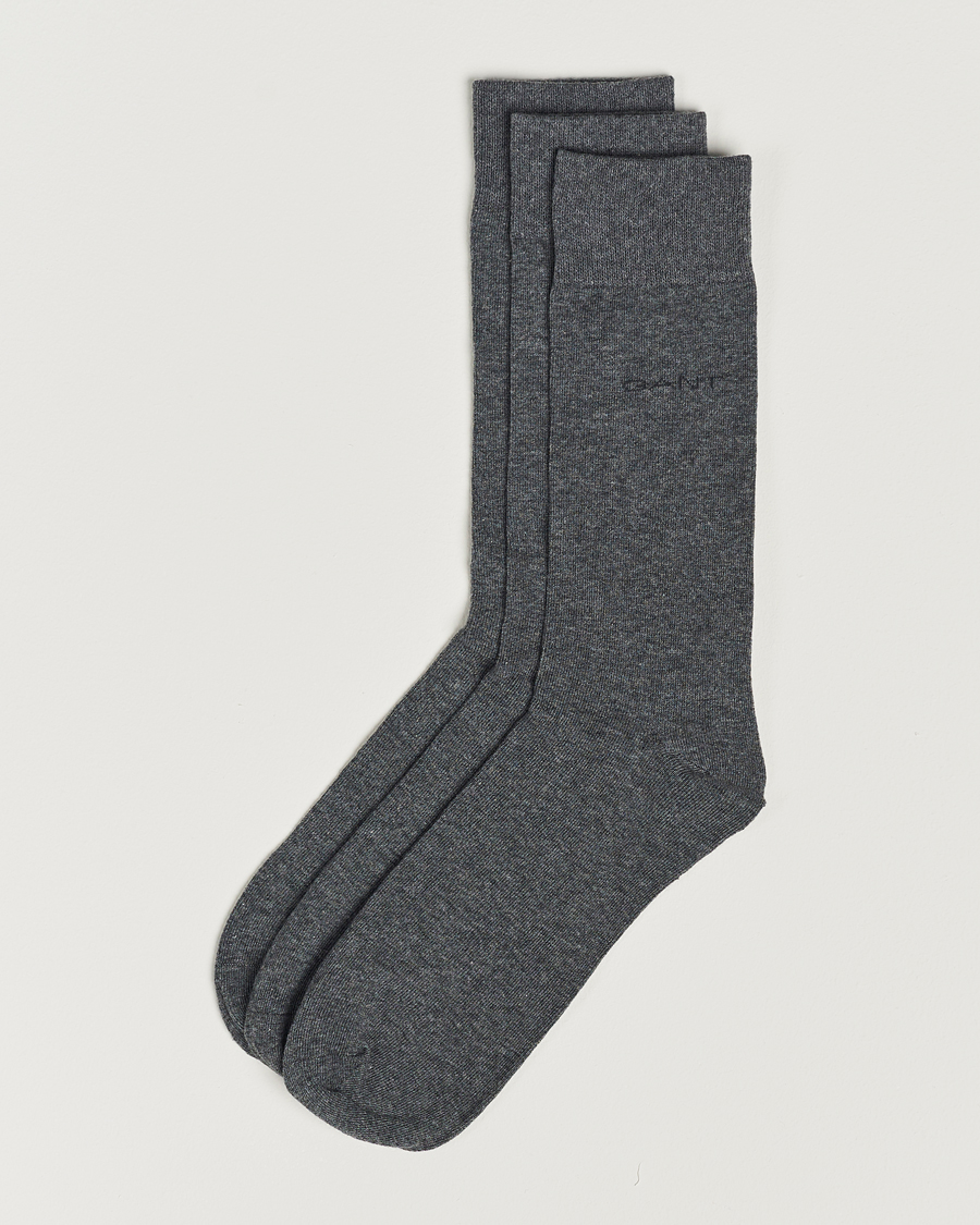 Men | Preppy Authentic | GANT | 3-Pack Cotton Socks Charcoal Melange