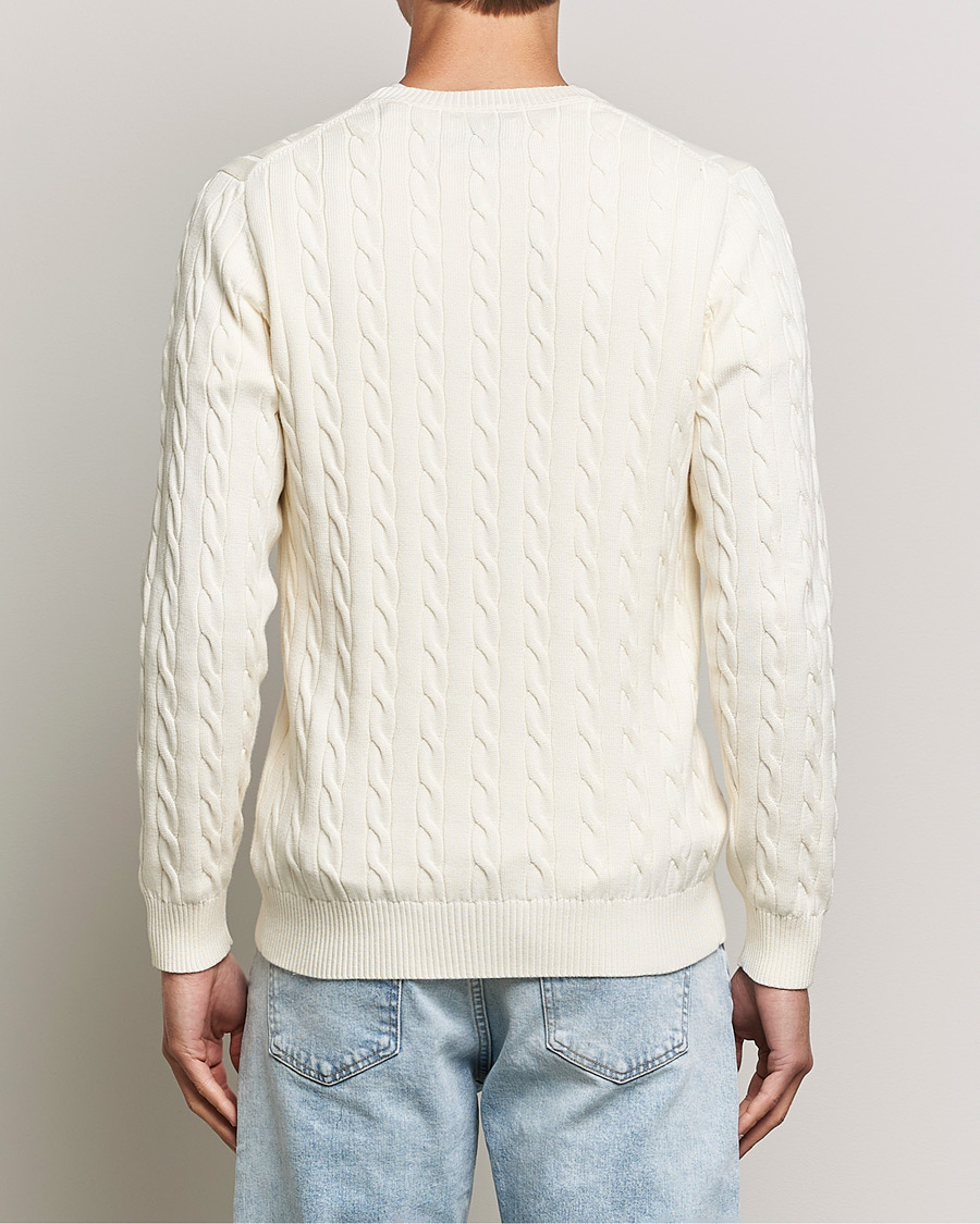 Men | Sweaters & Knitwear | Gant | Cotton Cable Crew Neck Cream