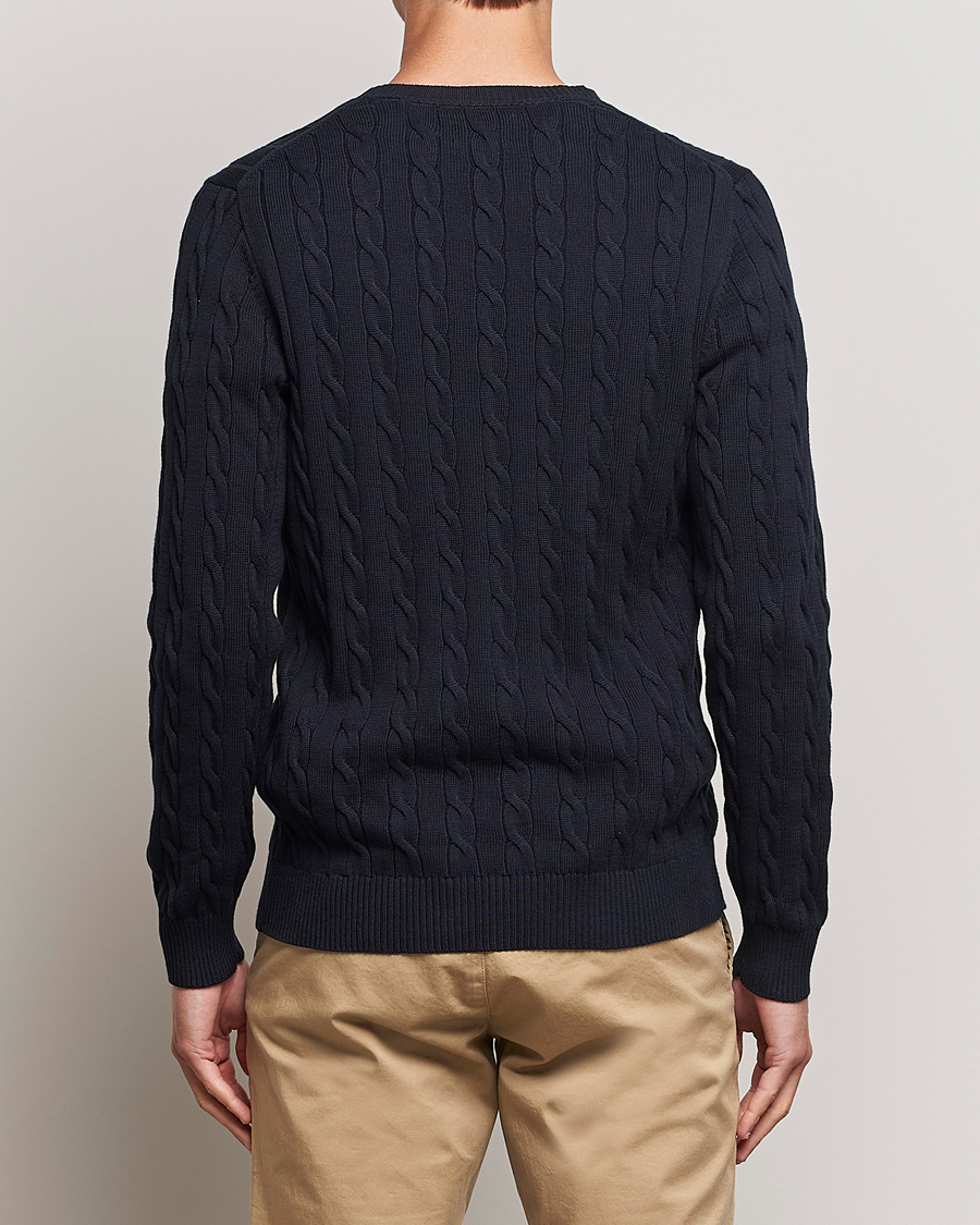 Men | Sweaters & Knitwear | Gant | Cotton Cable Crew Neck Evening Blue