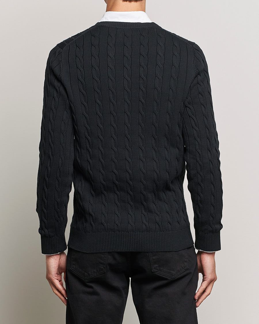 Men | Sweaters & Knitwear | GANT | Cotton Cable Crew Neck Pullover Black