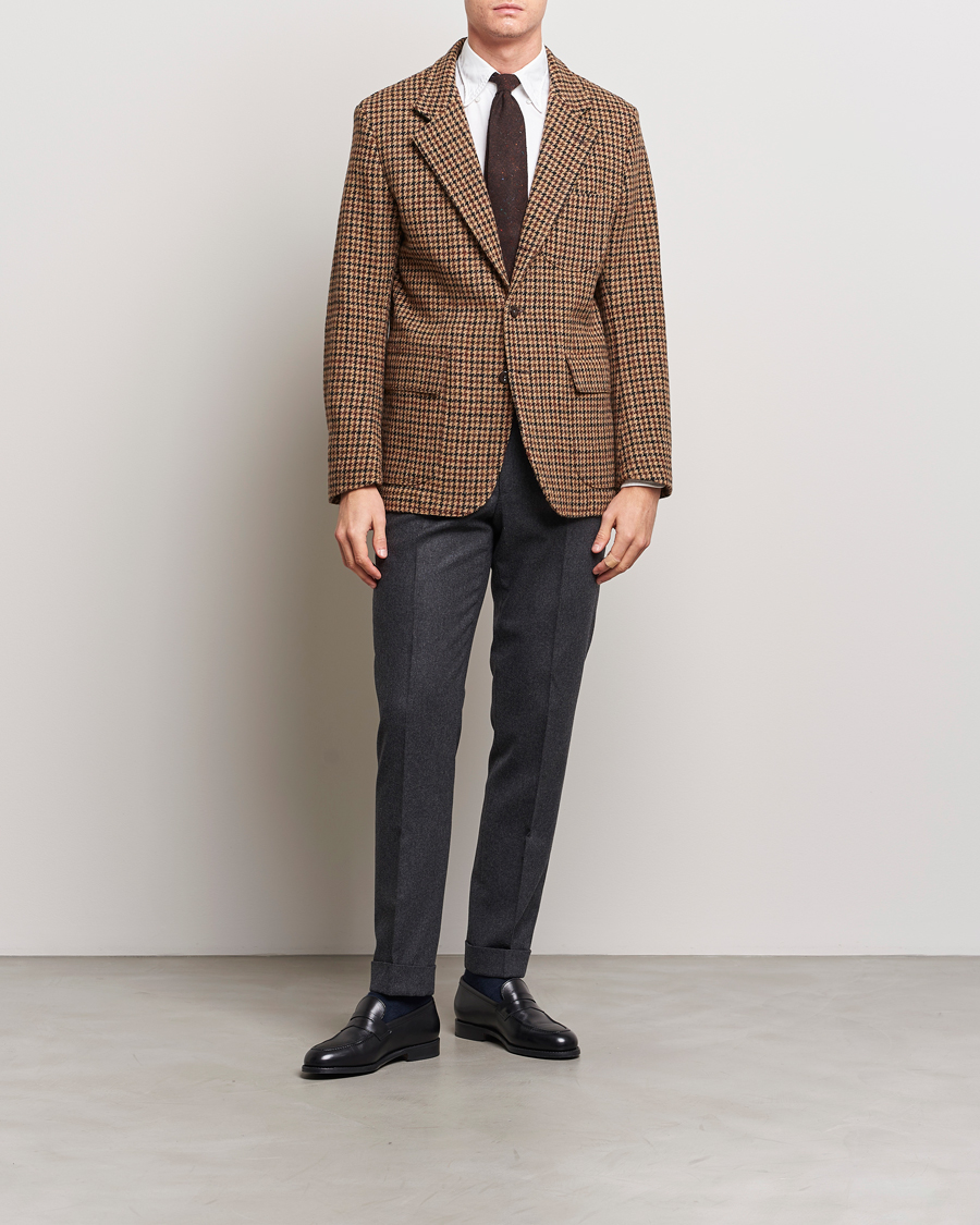 Men | Blazers | Drake's | MKVII Harris Tweed Games Houndstooth Blazer Brown