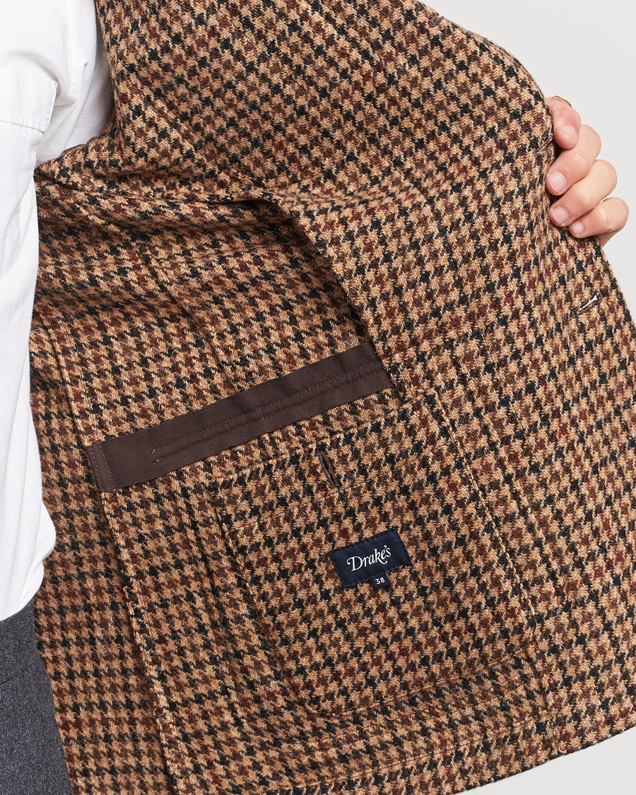 Men | Blazers | Drake's | MKVII Harris Tweed Games Houndstooth Blazer Brown