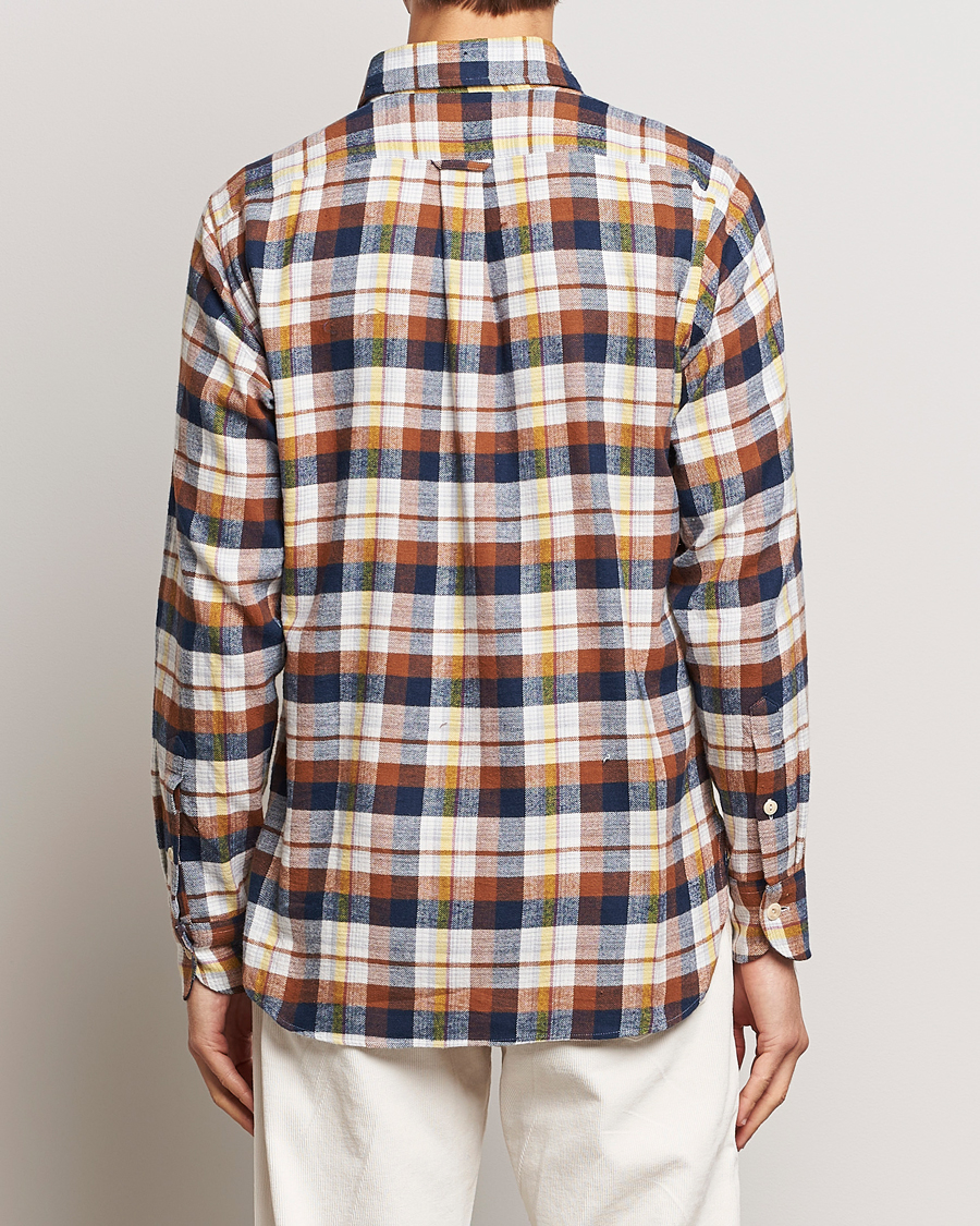 Men | Shirts | Drake's | Brushed Madras Checked Work Shirt Brown