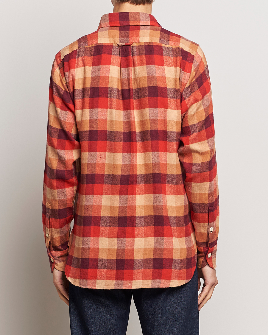 Men | Shirts | Drake's | Brushed Madras Checked Work Shirt Red