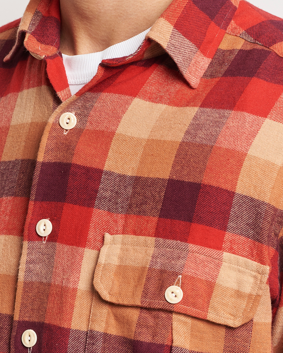 Men | Shirts | Drake's | Brushed Madras Checked Work Shirt Red