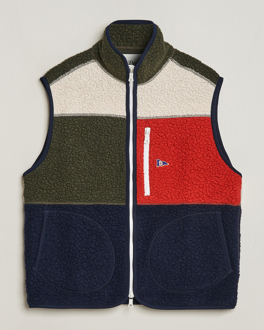 Men | Sweaters & Knitwear | Drake's | Colourblock Boucle Zip Fleece Vest Multi