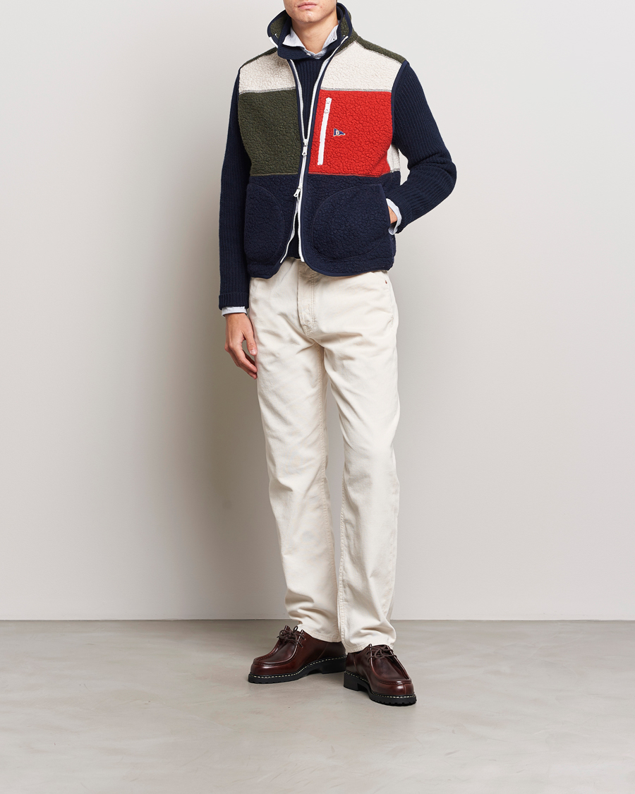 Men | Sweaters & Knitwear | Drake's | Colourblock Boucle Zip Fleece Vest Multi