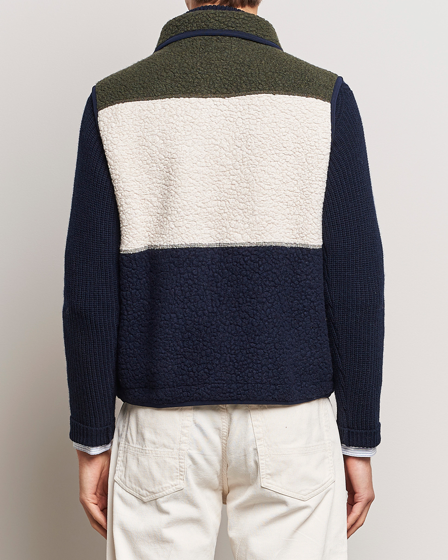 Men | Sweaters & Knitwear | Drake's | Colourblock Boucle Zip Fleece Vest Multi