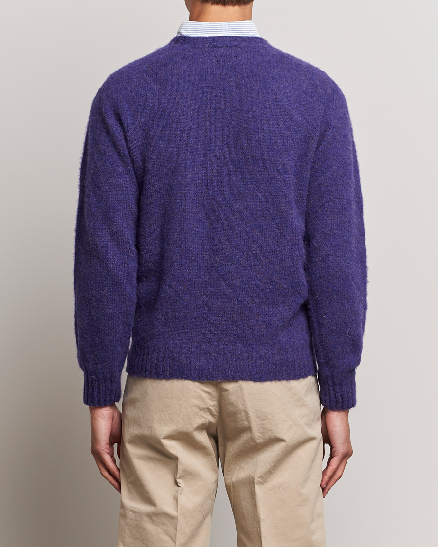 Men | Sweaters & Knitwear | Drake's | Brushed Shetland Crew Purple