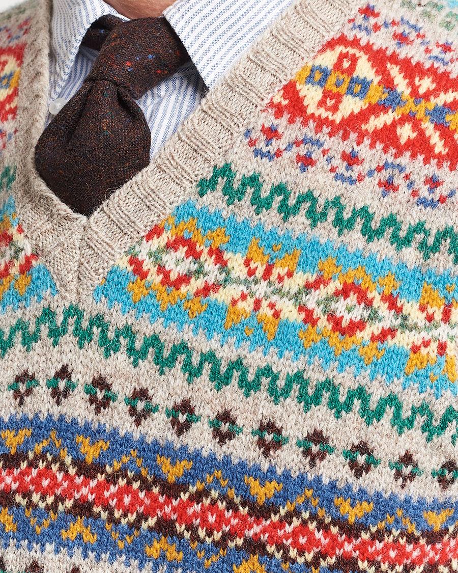 Drake's Fairisle Print Wool Vest Multi at CareOfCarl.com