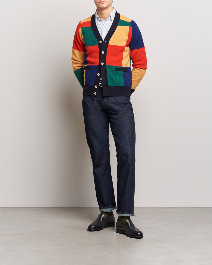 Men | Sweaters & Knitwear | Drake's | Patchwork Cardigan Multi