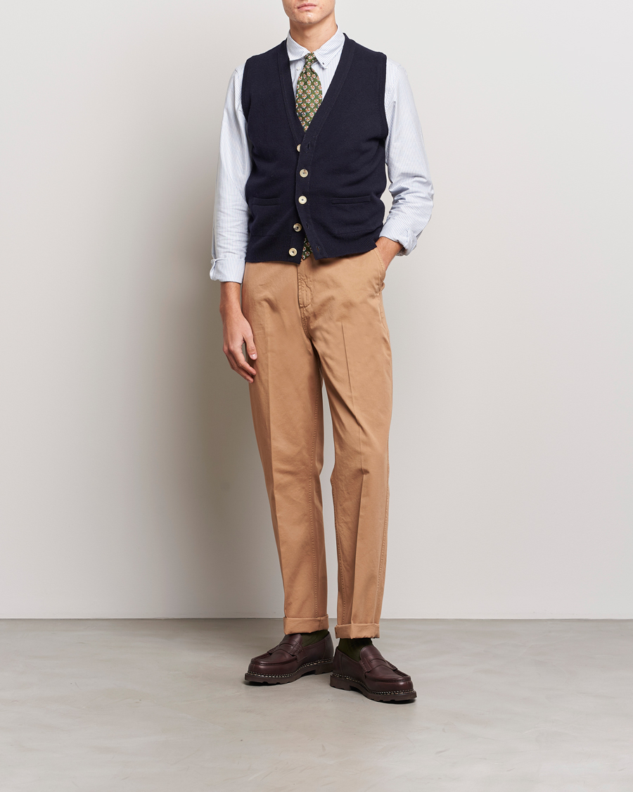 Men | Sweaters & Knitwear | Drake's | Lambswool Vest Cardigan Navy