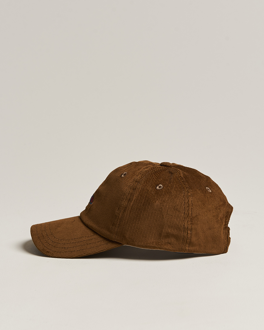 Men | Hats & Caps | Drake's | D Flag Logo Cord Baseball Cap Brown