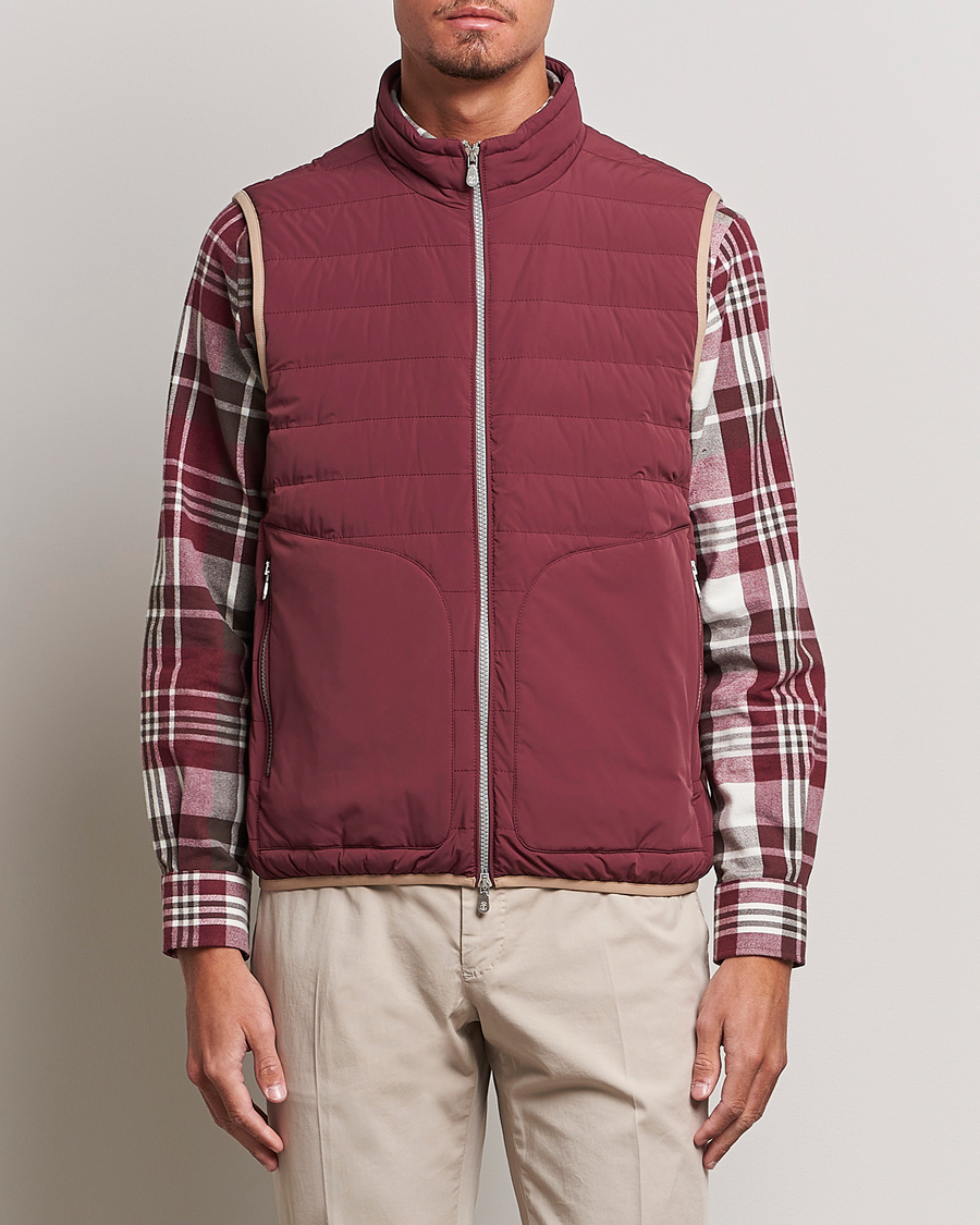 Men | Coats & Jackets | Brunello Cucinelli | Nylon Down Vest Burgundy