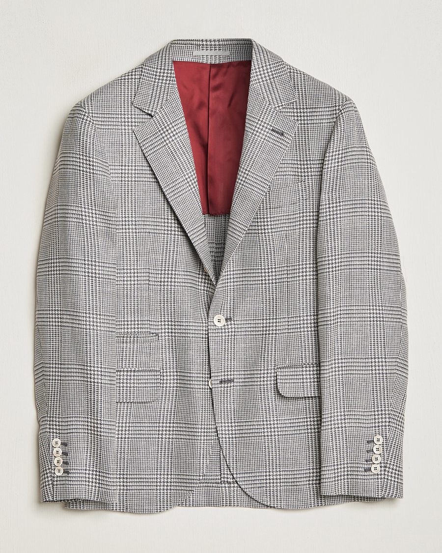 Men | Blazers | Brunello Cucinelli | Prince Of Wales Check Blazer Pearl Grey