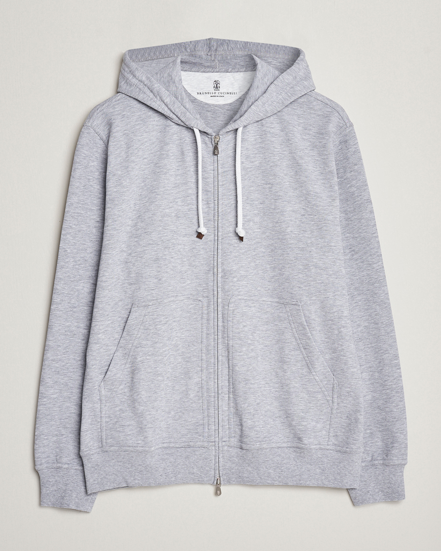 Men |  | Brunello Cucinelli | Full Zip Hooded Sweater Grey Melange