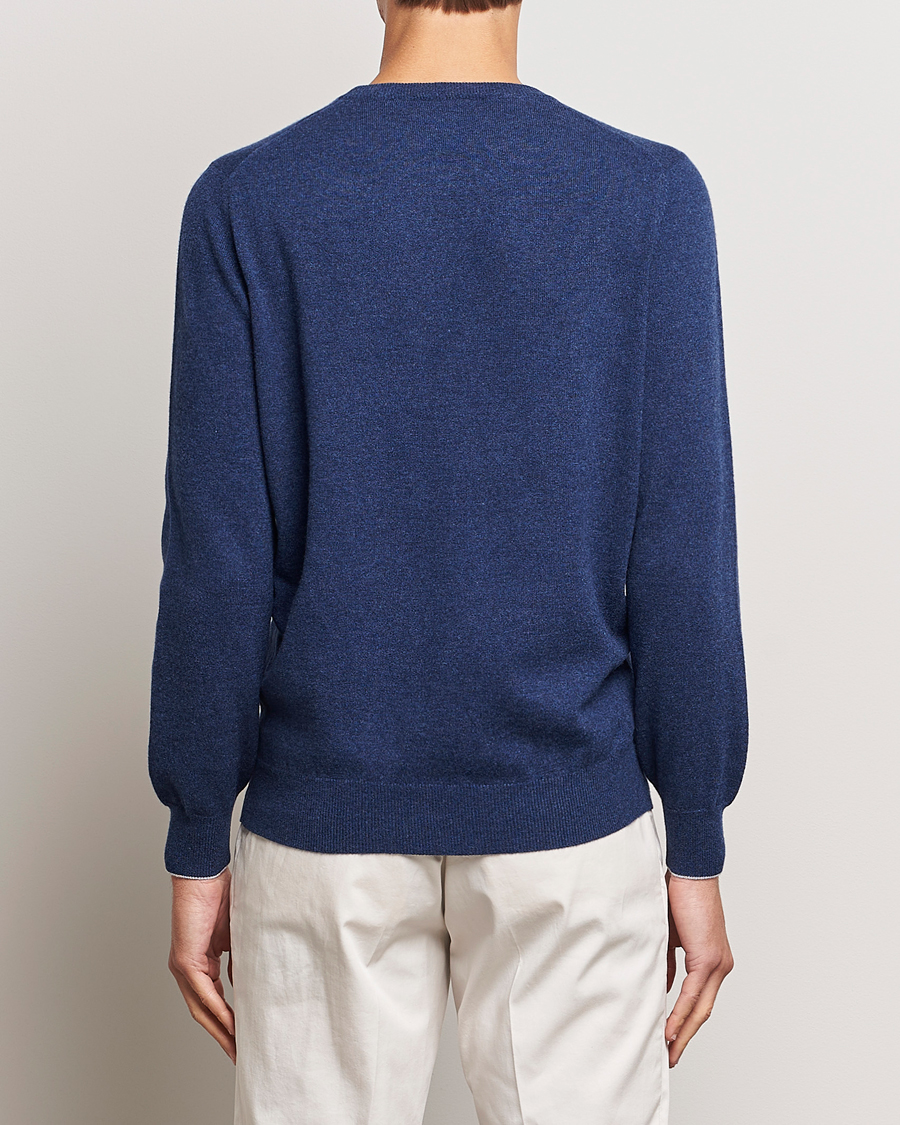 Brunello Cucinelli 2 Ply Cashmere Pullover Dark Blue at CareOfCarl.com