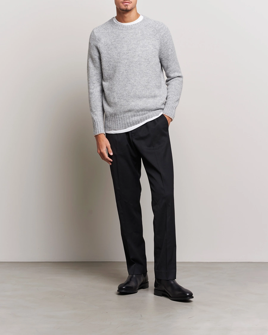 Men | Sweaters & Knitwear | Brunello Cucinelli | Fluffy Crew Neck Sweater Light Grey