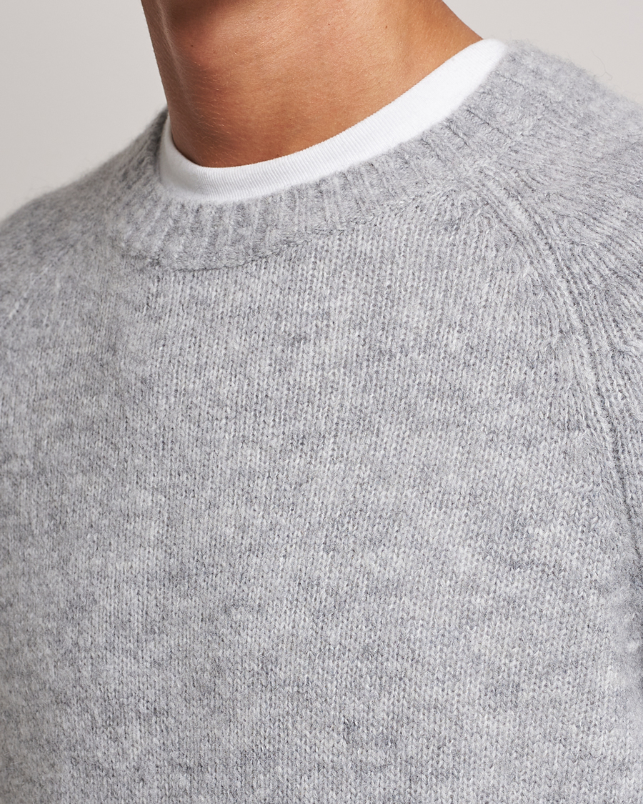 Men | Sweaters & Knitwear | Brunello Cucinelli | Fluffy Crew Neck Sweater Light Grey