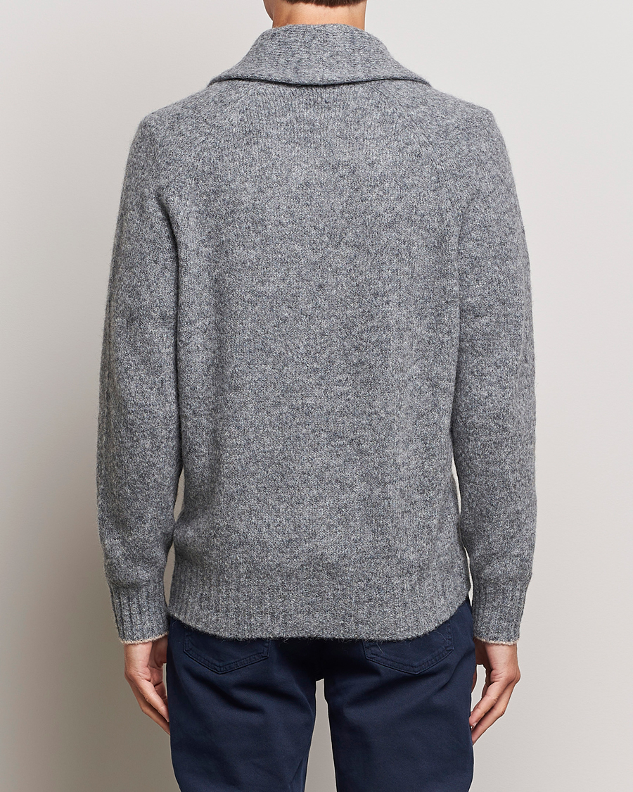 Men | Sweaters & Knitwear | Brunello Cucinelli | Fluffy Shawl Collar Cardigan Grey Melange