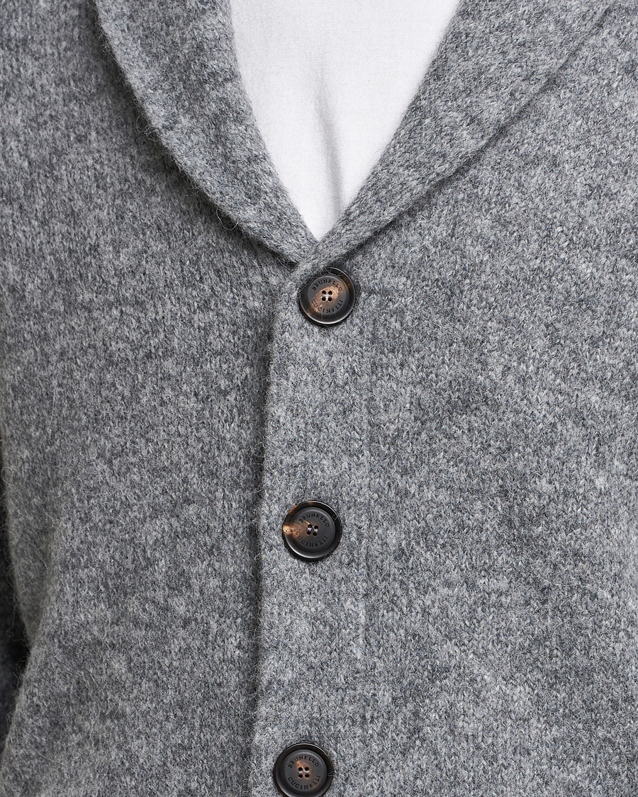 Men | Sweaters & Knitwear | Brunello Cucinelli | Fluffy Shawl Collar Cardigan Grey Melange