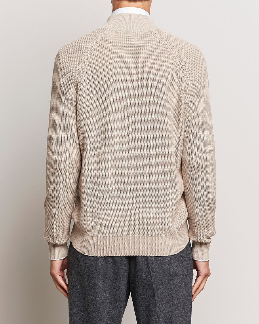 Men | Sweaters & Knitwear | Brunello Cucinelli | Rib Wool Zip Cardigan Light Beige