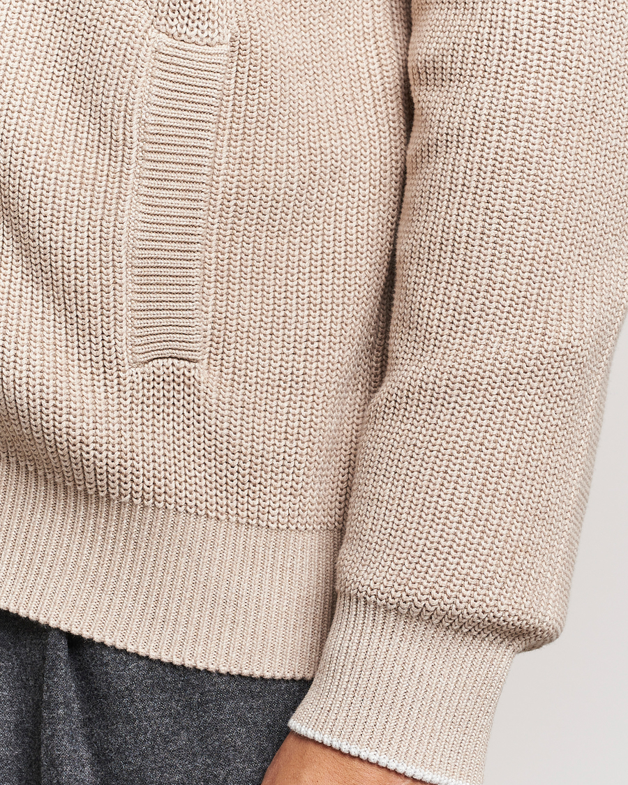 Men | Sweaters & Knitwear | Brunello Cucinelli | Rib Wool Zip Cardigan Light Beige