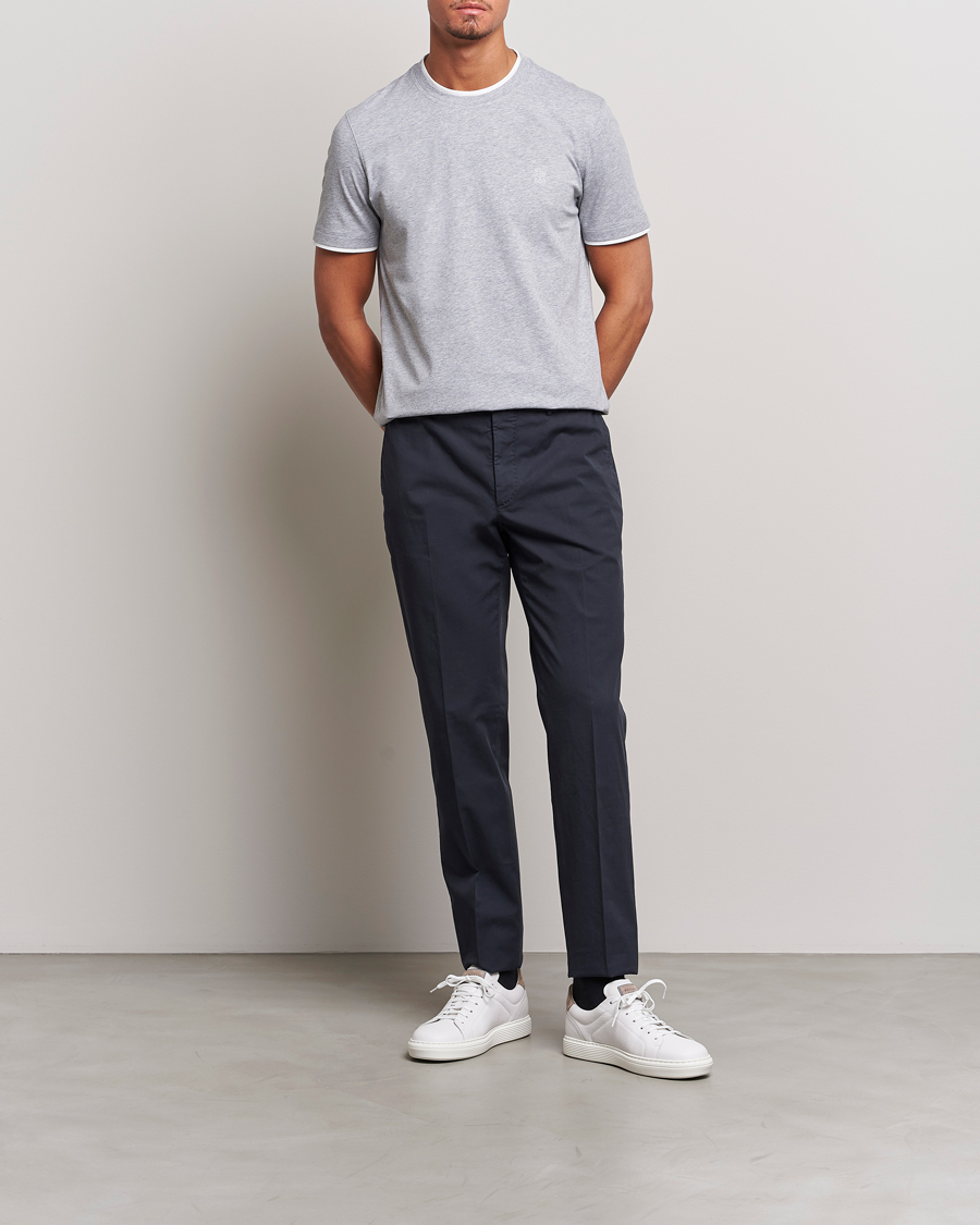 Men | T-Shirts | Brunello Cucinelli | Short Sleeve Logo T-Shirt Light Grey