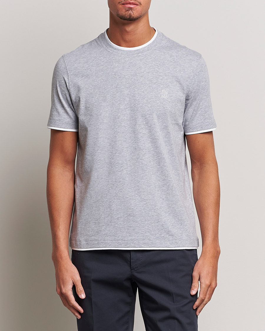 Men | Brunello Cucinelli | Brunello Cucinelli | Short Sleeve Logo T-Shirt Light Grey