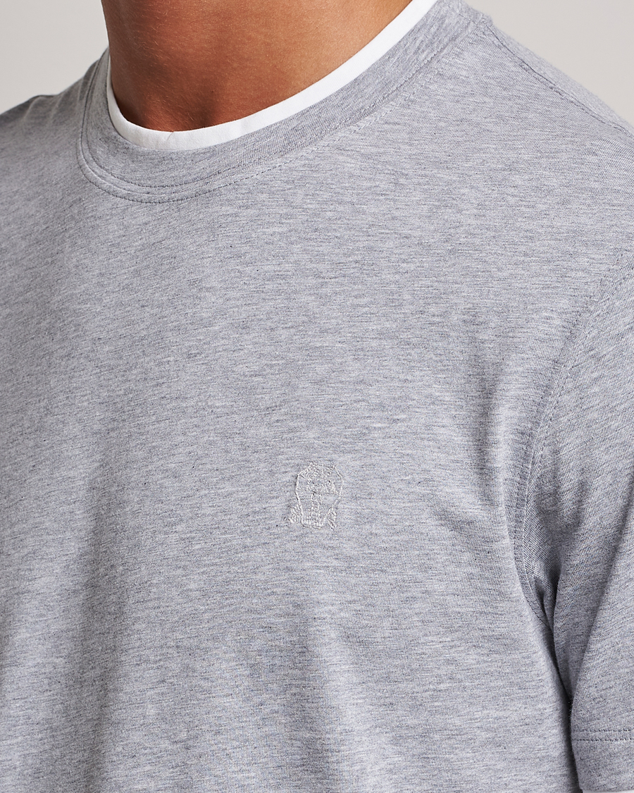 Men | T-Shirts | Brunello Cucinelli | Short Sleeve Logo T-Shirt Light Grey