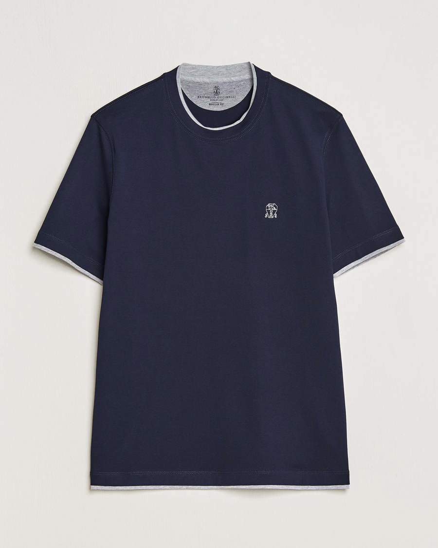 Men |  | Brunello Cucinelli | Short Sleeve Logo T-Shirt Navy