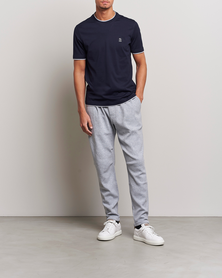 Men | T-Shirts | Brunello Cucinelli | Short Sleeve Logo T-Shirt Navy
