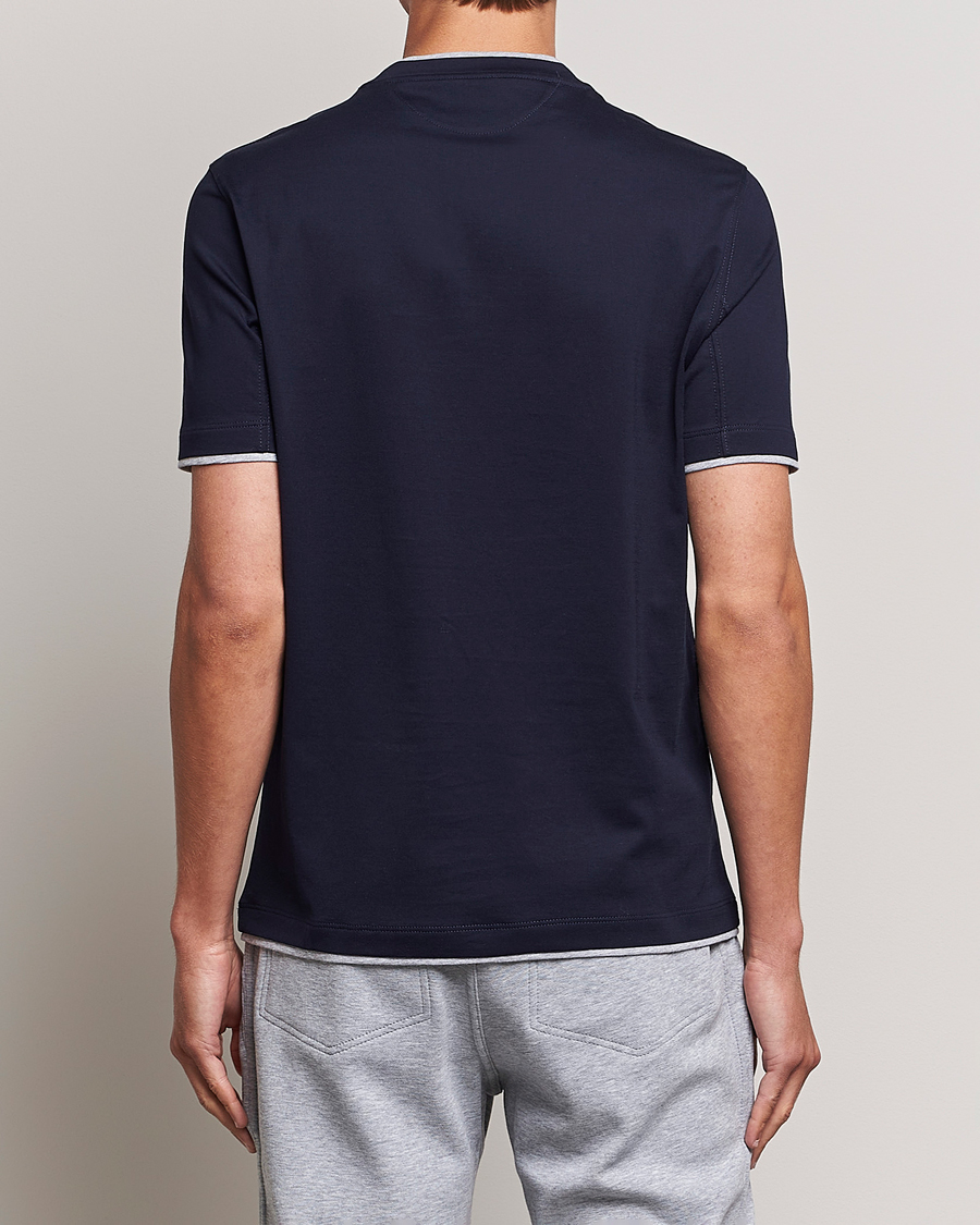 Men | T-Shirts | Brunello Cucinelli | Short Sleeve Logo T-Shirt Navy