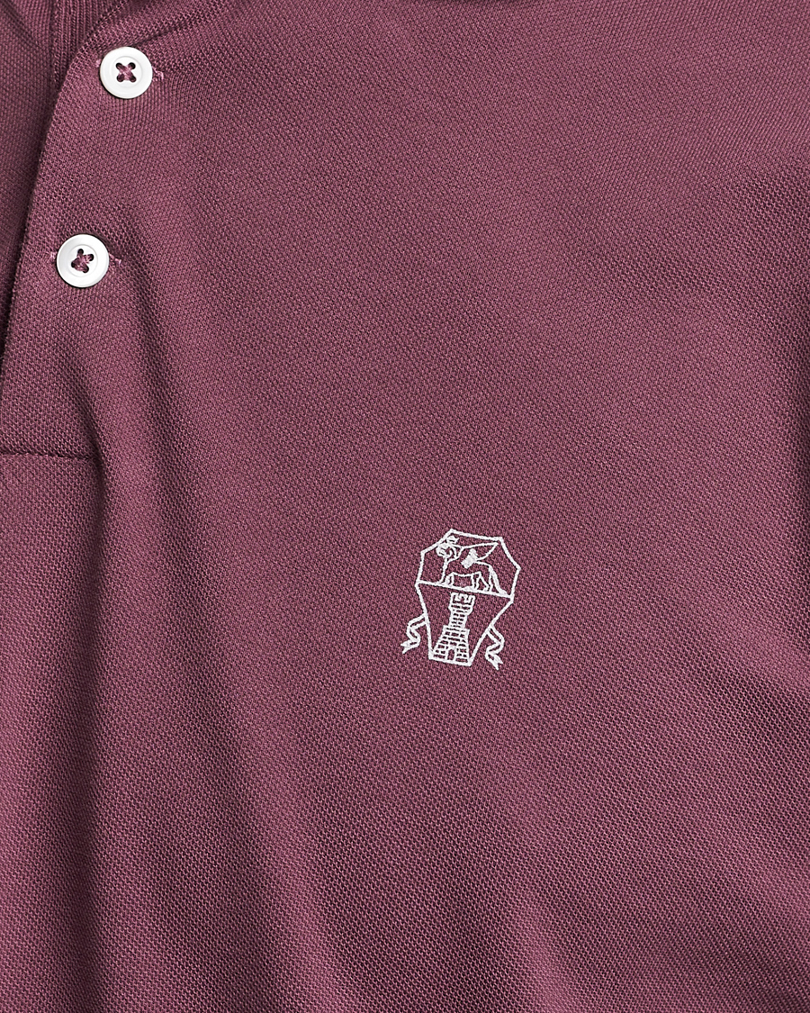 Men | Polo Shirts | Brunello Cucinelli | Short Sleeve Logo Polo Burgundy