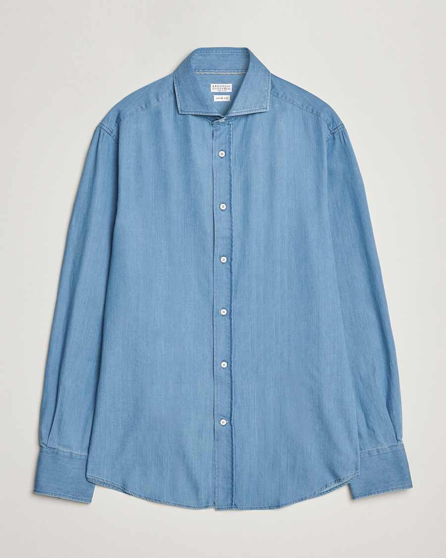 Men |  | Brunello Cucinelli | Slim Fit Denim Shirt Indigo Blue